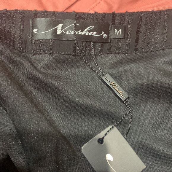 NWT Black Mini Skirt Textured Lined Chiffon Velvet Sz M - Picture 10 of 13